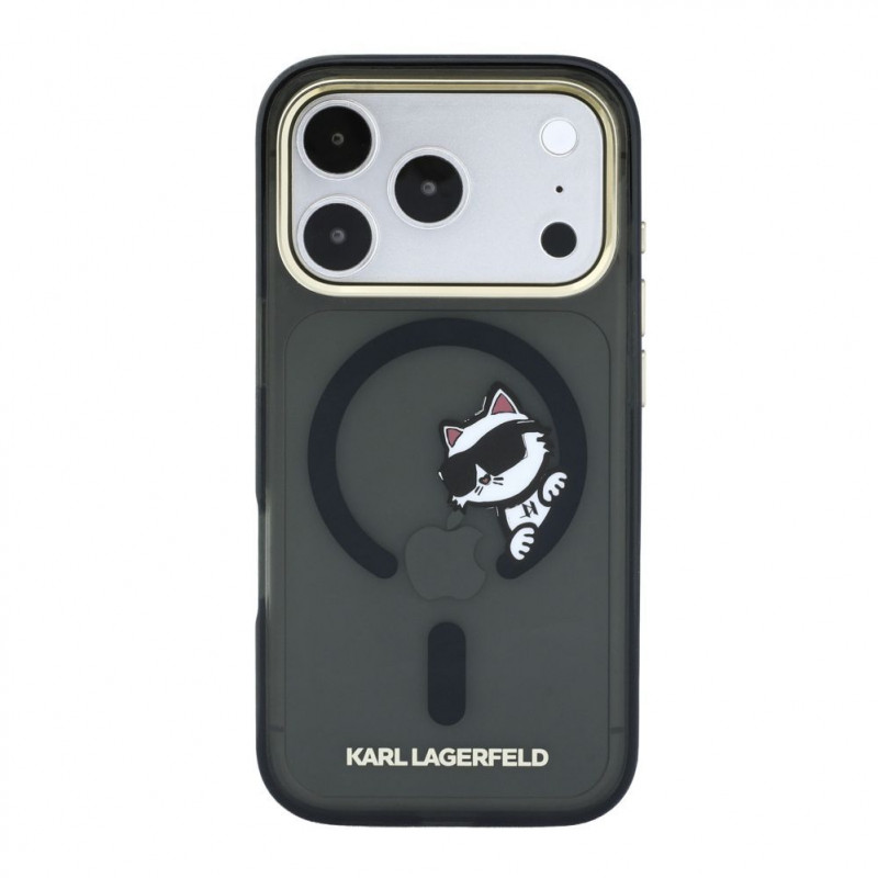 Karl Lagerfeld HC MagSafe IML Peekaboo Print & Metal Frame kotelo Apple iPhone 18 Pro Max, musta