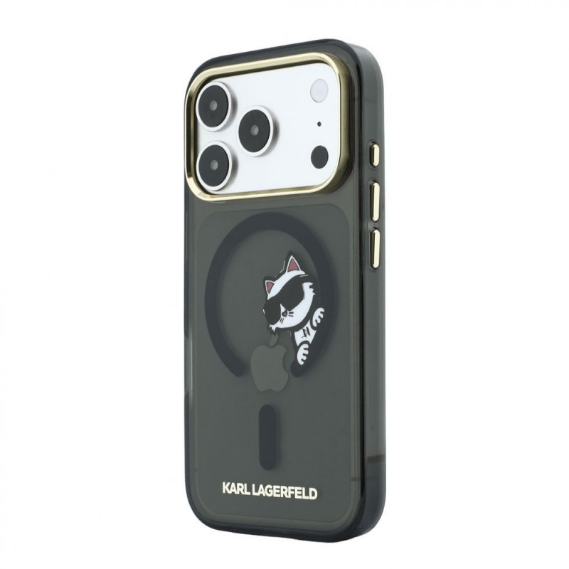 Karl Lagerfeld HC MagSafe IML Peekaboo Print & Metal Frame kotelo Apple iPhone 18 Pro Max, musta