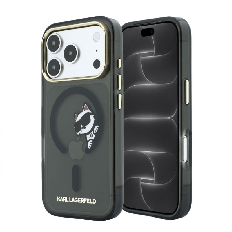 Karl Lagerfeld HC MagSafe IML Peekaboo Print & Metal Frame kotelo Apple iPhone 18 Pro Max, musta
