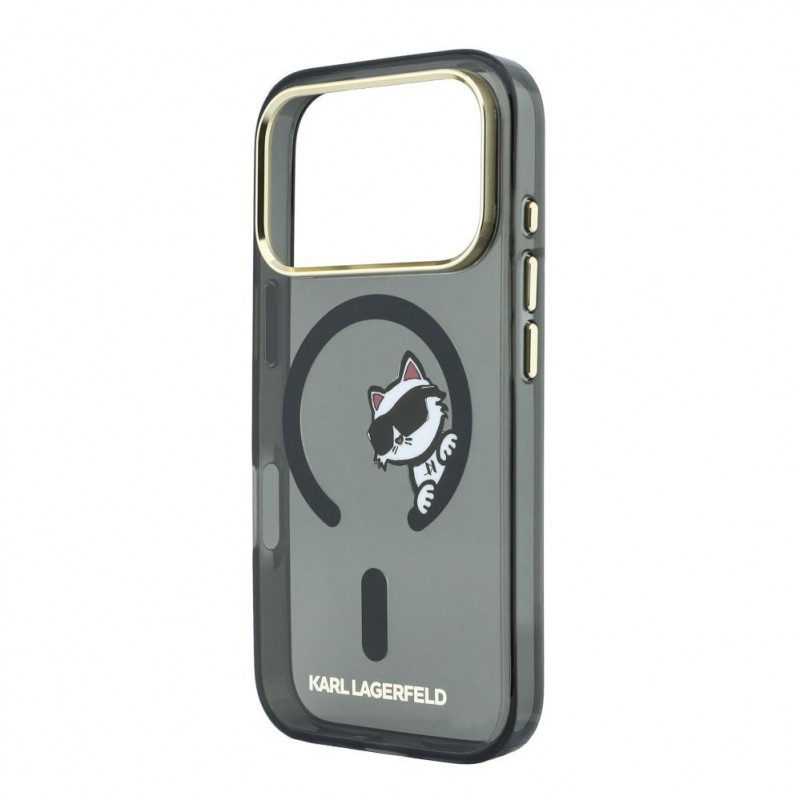 Karl Lagerfeld HC MagSafe IML Peekaboo Print & Metal Frame kotelo Apple iPhone 18 Pro Max, musta