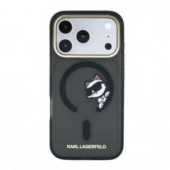 Karl Lagerfeld HC MagSafe IML Peekaboo Print & Metal Frame kotelo Apple iPhone 18 Pro, musta