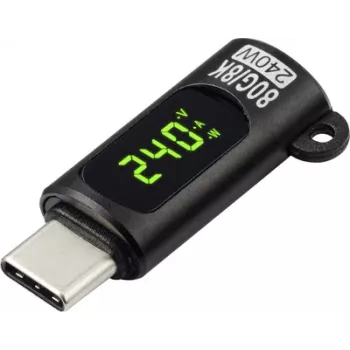 Renkforce USB-C® sovitin [1x USB-C® pistoke - 1x USB-C® liitäntä (Power Delivery)] LED-näyttö lataus (jännite/virta/teho), 8K UHD