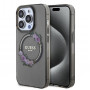 Guess PC/TPU Flowers Ring Glossy Logo MagSafe kotelo Apple iPhone 15 Pro, läpinäkyvä musta (GUHMP15LHFWFCK)