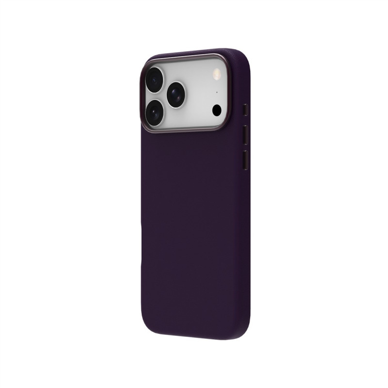 Just Must JM nahkakotelo MagSafe-yhteensopiva iPhone 18 Pro Max -puhelimeen, violetti