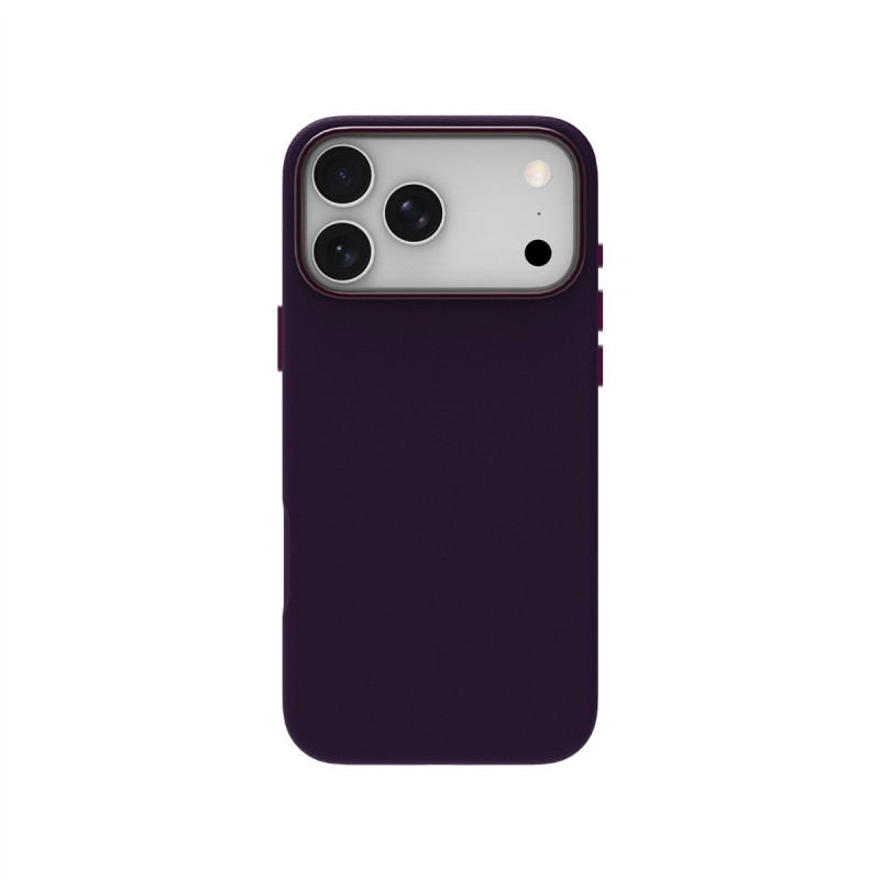 Just Must JM nahkakotelo MagSafe-yhteensopiva iPhone 18 Pro -puhelimeen, violetti