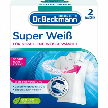 Dr. Beckmann “Super White” -pyykinpesujauhe kirkastamiseen, 2 x 40 g