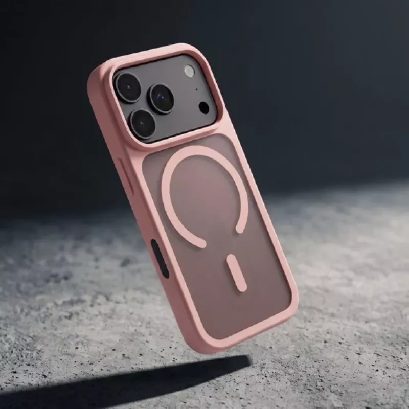 Crong Matte Magnetic MagSafe -kotelo iPhone 18 Pro / 17 Pro, pinkki