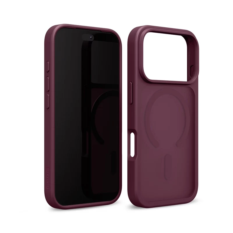 Crong Matte Magnetic MagSafe -kotelo iPhone 18 Pro / 17 Pro, viininpunainen