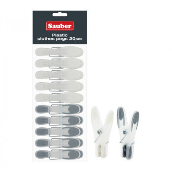Sauber muoviset pyykkipojat, harmaa, 20 kpl