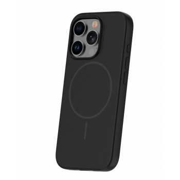 iLike Apple iPhone 16 Pro Max Soft Touch -silikonikuori magneetilla, musta