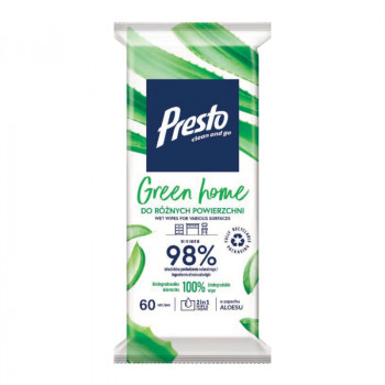 Presto kosteuspyyhkeet eri pinnoille Green Home 60 kpl