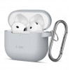 Tech-Protect Crayon Silicone Hook -kuori Apple AirPods 4:lle, harmaa