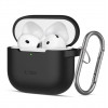 Tech-Protect Silicone Hook -kuori Apple AirPods 4:lle, musta