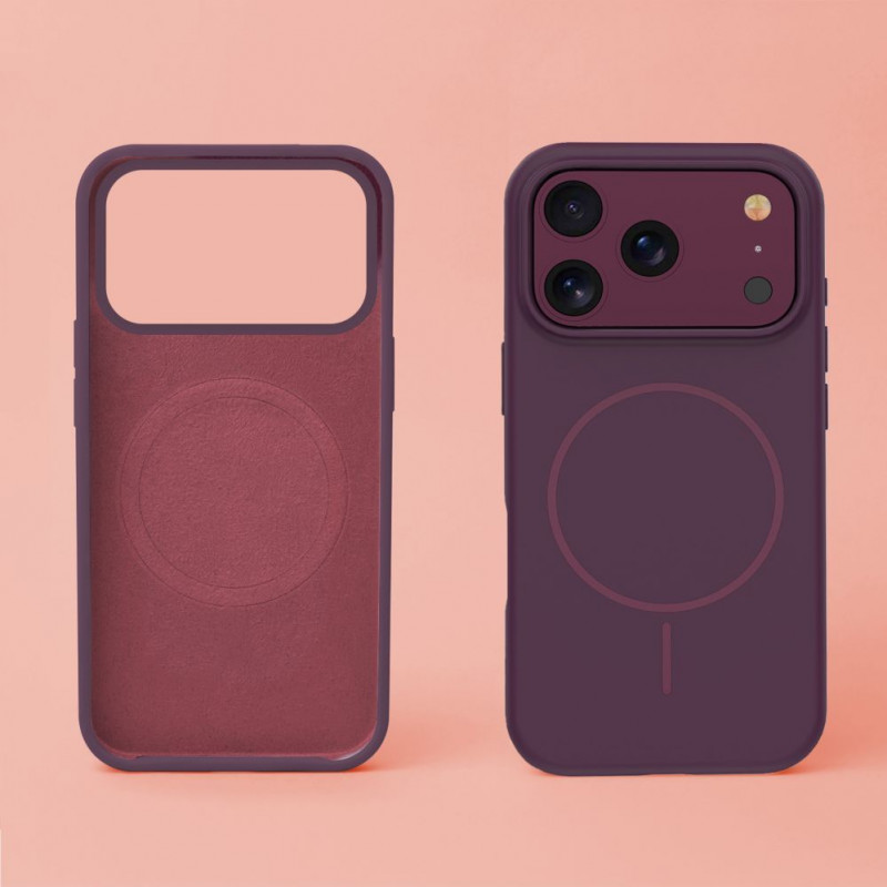 TFO Silicone Thin Mag kotelo iPhone 17 Pro Max / iPhone 18 Pro Max 6.9 inch, tummakirsikka