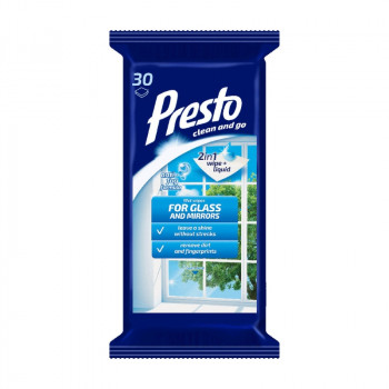 Presto kosteuspyyhkeet lasipinnoille 30 kpl
