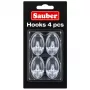 Sauber soikea koukku, 4 kpl, 2,3x4 cm, läpinäkyvä