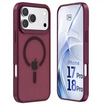 3mk Hardy Hazy MagCase Apple iPhone 17 Pro / 18 Pro -laitteelle, viininpunainen