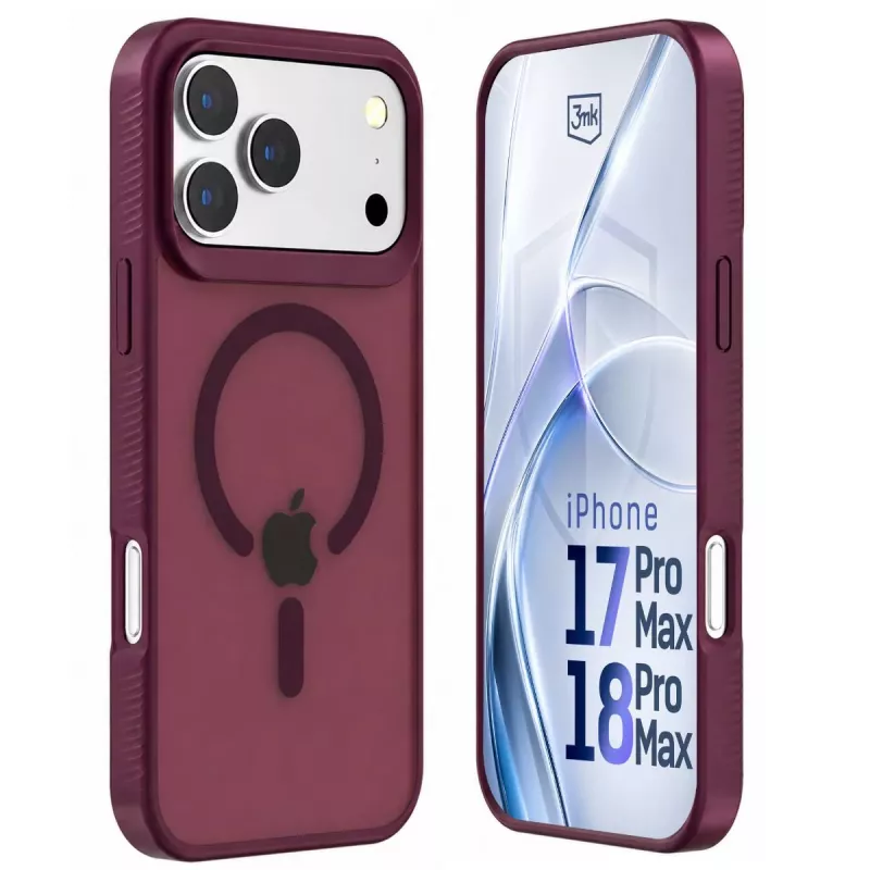 3mk Hardy Hazy MagCase Apple iPhone 17 Pro Max / 18 Pro Max -laitteelle, viininpunainen