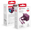 Forcell F-Energy GaN III VT-60 60W PD QC 4.0+ 2x USB-C viininpunainen virtalähde + USB-C-kaapeli