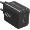Forcell F-Energy GaN III VT-60 60W PD QC 4.0+ 2x USB-C virtalähde musta + USB-C-kaapeli
