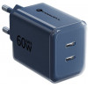 Forcell F-Energy GaN III VT-60 60W PD QC 4.0+ 2x USB-C virtalähde laivastonsininen + USB-C-kaapeli