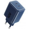 Forcell F-Energy GaN III VT-60 60W PD QC 4.0+ 2x USB-C virtalähde laivastonsininen + USB-C-kaapeli