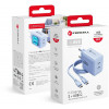 Forcell F-Energy GaN III VT-60 60W PD QC 4.0+ 2x USB-C virtalähde sininen + USB-C-kaapeli