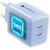 Forcell F-Energy GaN III VT-60 60W PD QC 4.0+ 2x USB-C virtalähde sininen + USB-C-kaapeli
