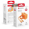 Forcell F-Energy GaN III VT-60 60W PD QC 4.0+ 2x USB-C virtalähde oranssi + USB-C-kaapeli