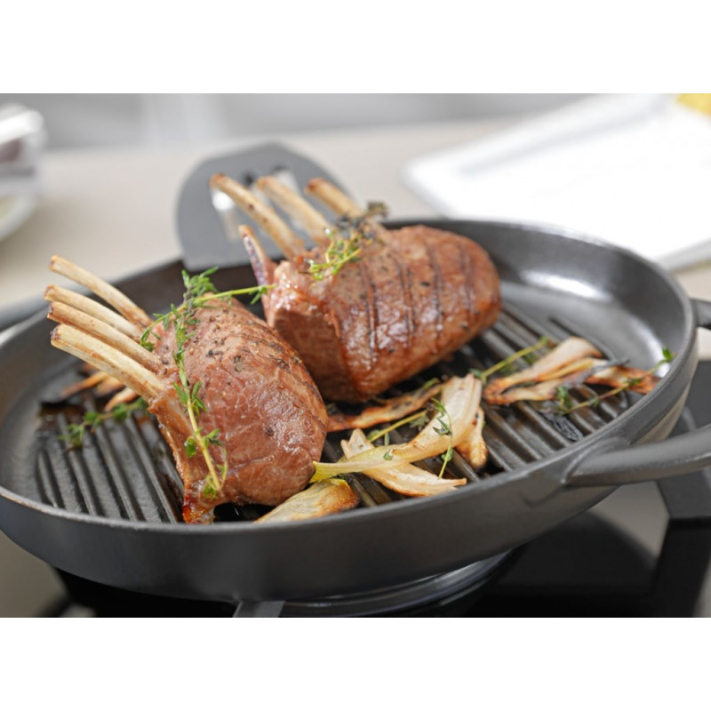 STAUB pyöreä valurautainen grillipannu kahdella kahvalla 40509-522-0 - grafiitti 26 cm