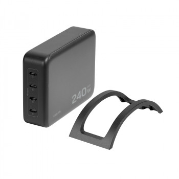 Logilink USB-C pöytälaturi, 240 W, GaN, 4-porttia, 4x USB-C (PD), musta