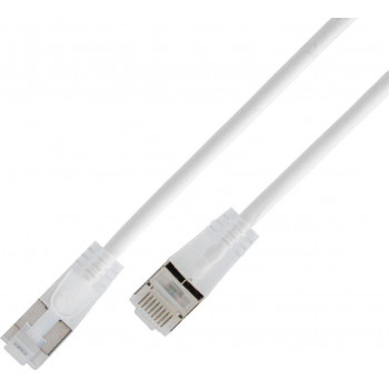 Wirewin SLIM Cat6a U/UTP kevyt verkkokaapeli, 10 Gigabit, 7,5 m, läpinäkyvät liittimet (SLIM-L-UU-K6A-TL 7.5 WT)