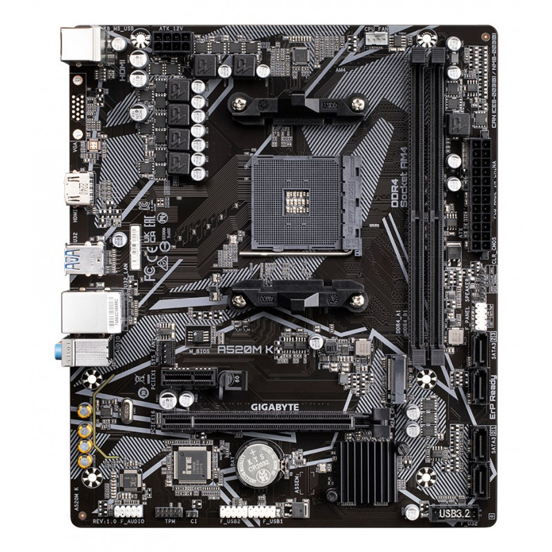 Gigabyte A520M K -emolevy, AMD A520, AM4, mATX