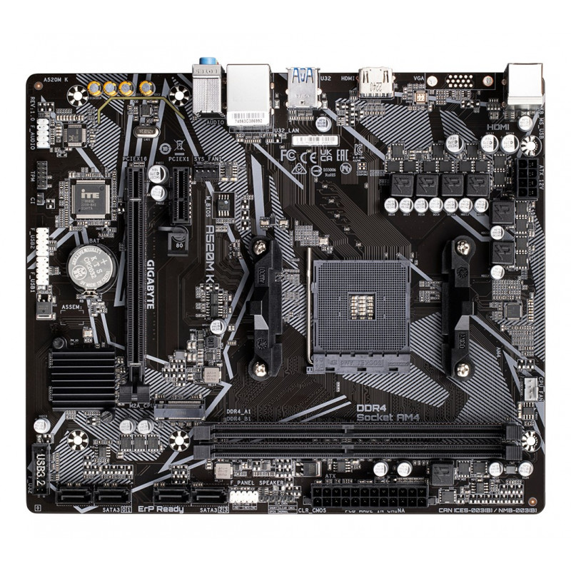 Gigabyte A520M K -emolevy, AMD A520, AM4, mATX