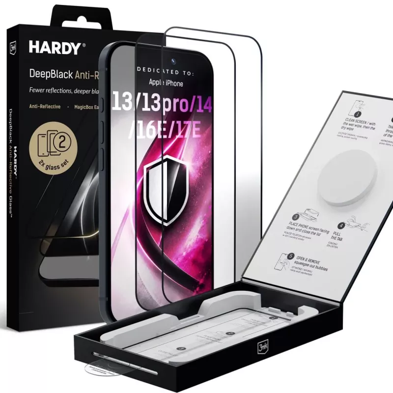 3mk DeepBlack heijastamaton lasinen näytönsuojakalvo Apple iPhone 13 / 13 Pro / 14 / 16e / 17e