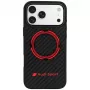 Audi RSQ Carbon Fiber Sport Red Circle MagSafe -kuori iPhone 18 Pro Max / 17 Pro Max, musta