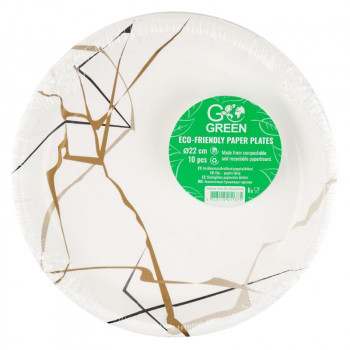 Gogreen Go Green -ympäristöystävälliset pahvilautaset Marble Ø22 cm, 10 kpl