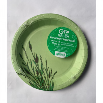 Gogreen Reed Go Green -ympäristöystävälliset pahvilautaset Ø18 cm, 10 kpl