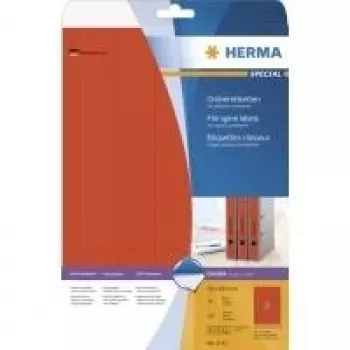 HERMA Special pysyvästi kiinnittyvät arkistotarrat, mattapintainen peittävä paperi, punainen, 38 x 297 mm, 100 kpl (20 arkkia x 5)