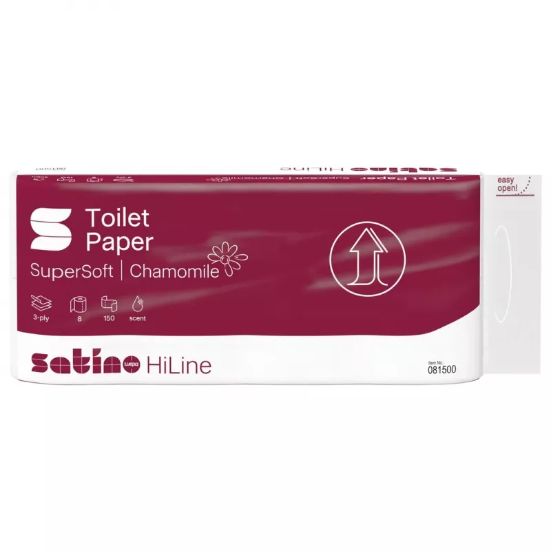 Satino wc-paperi HiLine SuperSoft Kamille 3-kerroksinen, 8 rullaa