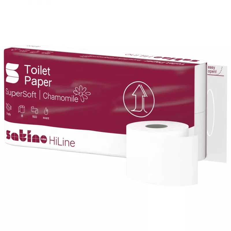 Satino wc-paperi HiLine SuperSoft Kamille 3-kerroksinen, 8 rullaa