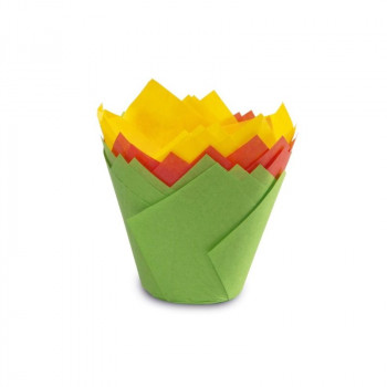 Guardini tulenmuotoiset paperiset muffinivuoat 12 kpl värillinen Easy Bake Ø 7,5 x 8 cm