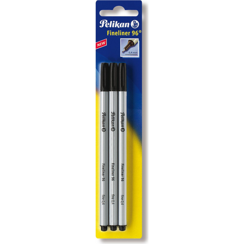 Pelikan Fineliner 96, musta, metallipäällysteinen kärki, dokumentinpitävä valonkestävä muste