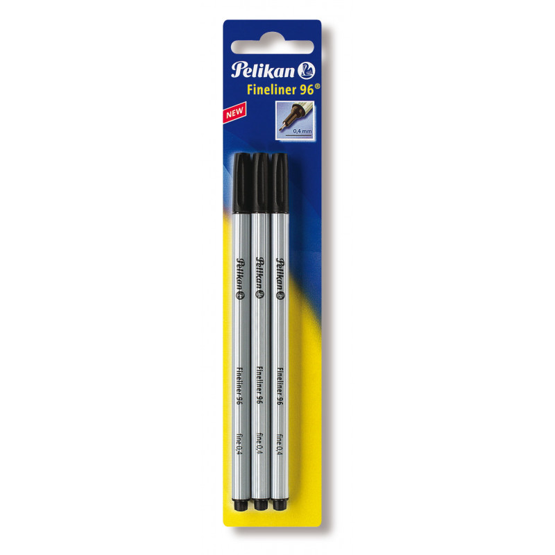 Pelikan Fineliner 96, musta, metallipäällysteinen kärki, dokumentinpitävä valonkestävä muste