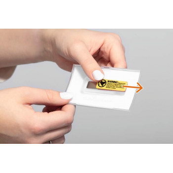 Durable CLICK FOLD nimikyltti magneetilla 40 x 75 mm, läpinäkyvä, 10 kpl