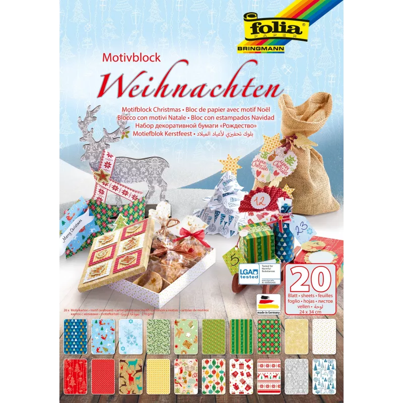 folia aihelehtiö joulu, 270 g/m², värilajiteltu