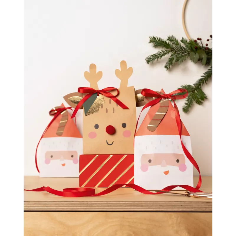 Folia paperipussit Santa & Deer monivärinen