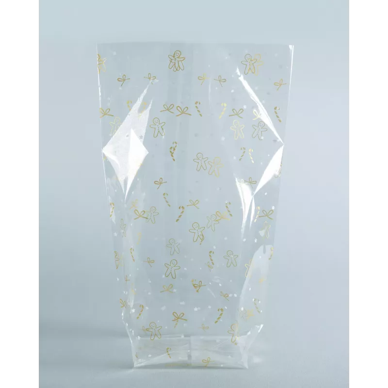 folia sellofaanipussi 9.5 x 16.0 cm läpinäkyvä kultapainatuksella