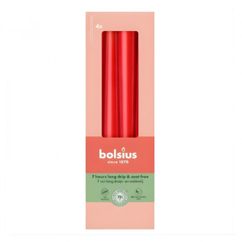 Bolsius pöytäkynttilät 245/24 mm, punainen, 4 kpl