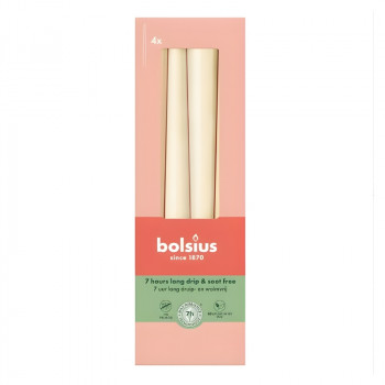 Bolsius pöytäkynttilät 245/24 mm, helmenvalkoinen, 4 kpl